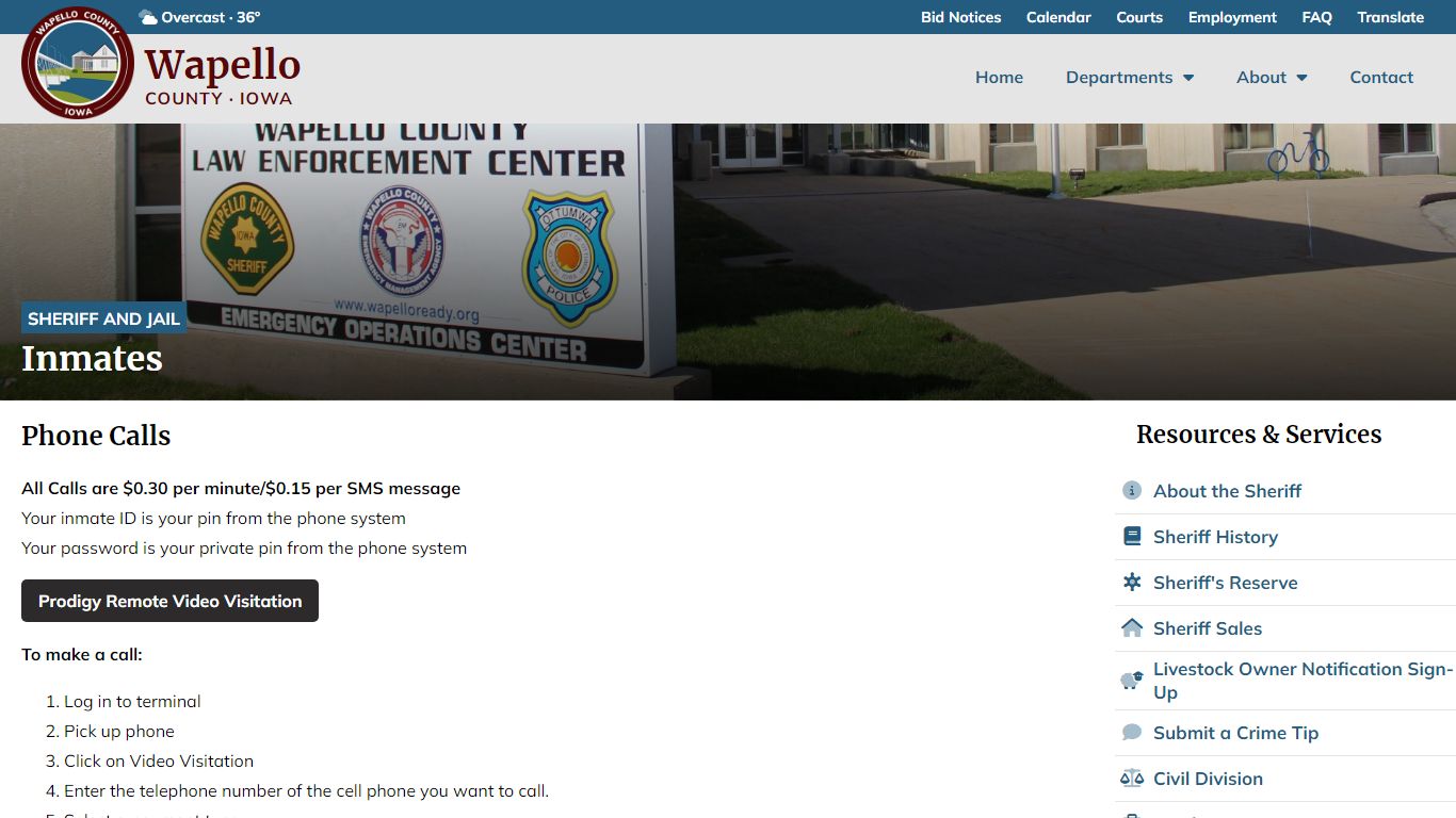 Inmates & VINE - Sheriff and Jail - Wapello County, Iowa
