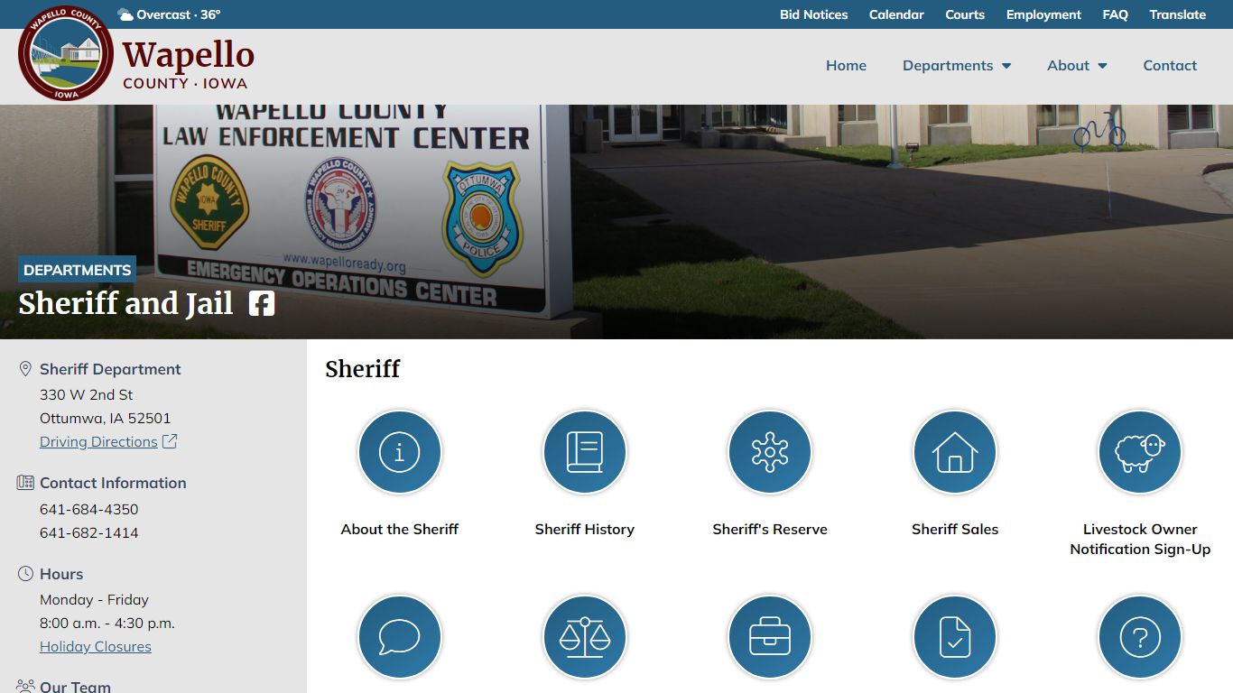 Sheriff and Jail - Wapello County Government - Iowa